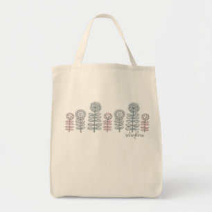 retroflora line grocery tote with type bag