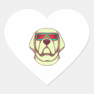 Retrofuturism Labrador Dog Lover Retriever Heart Sticker