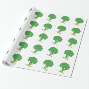 Retron Running Broccoli Wrapping Paper