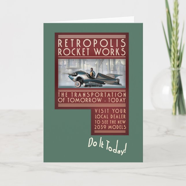 Retropolis Rocket Works Greeting Card (Front)