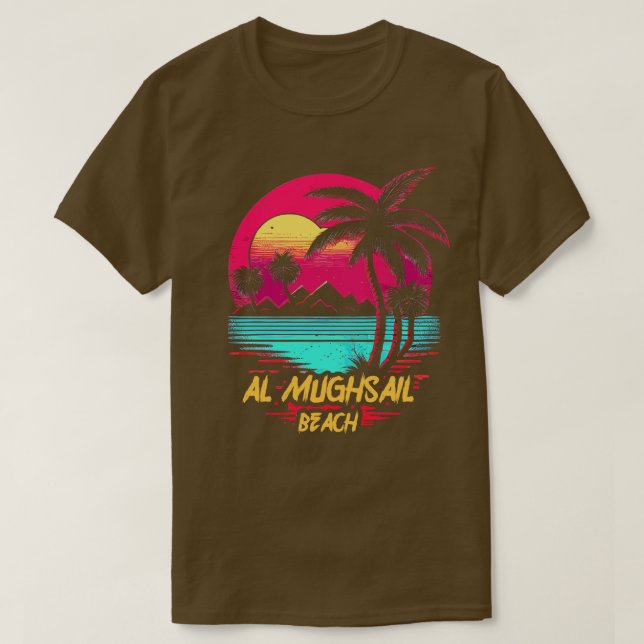 Retrowave Beach Al Mughsail Beach T-Shirt (Design Front)