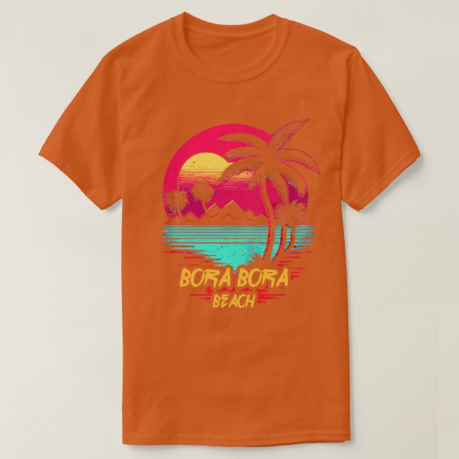 Retrowave Beach Bora Bora Beach T-Shirt (Design Front)