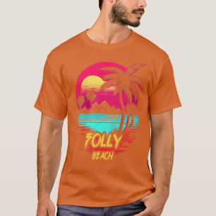 Retrowave Beach Folly Beach T-Shirt