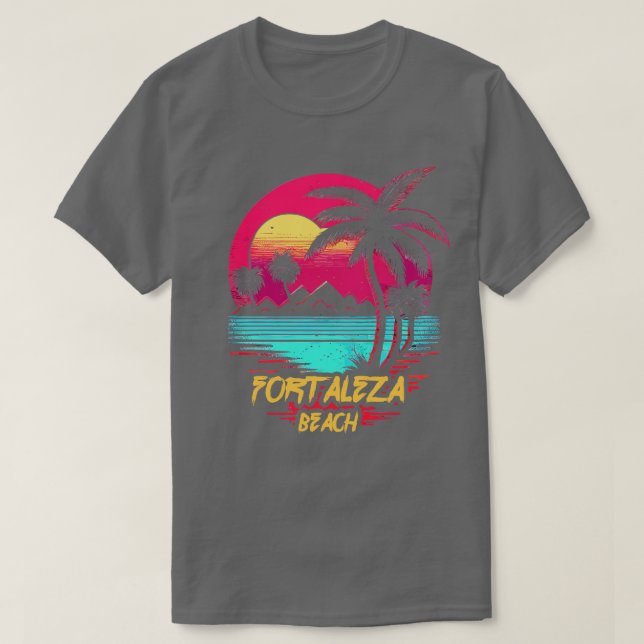 Retrowave Beach Fortaleza Beach T-Shirt (Design Front)