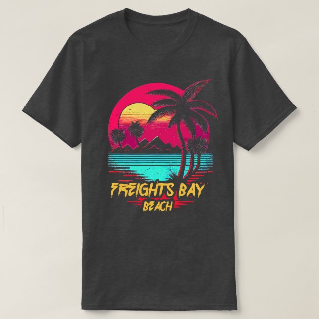 Retrowave Beach Freights Bay Beach T-Shirt (Design Front)