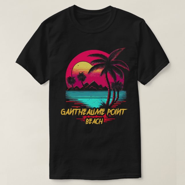 Retrowave Beach Gantheaume Point Beach T-Shirt (Design Front)
