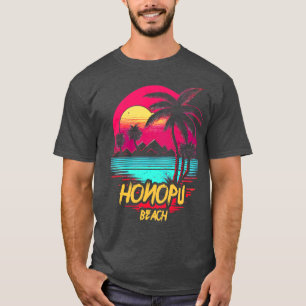 Retrowave Beach Honopu Beach T-Shirt