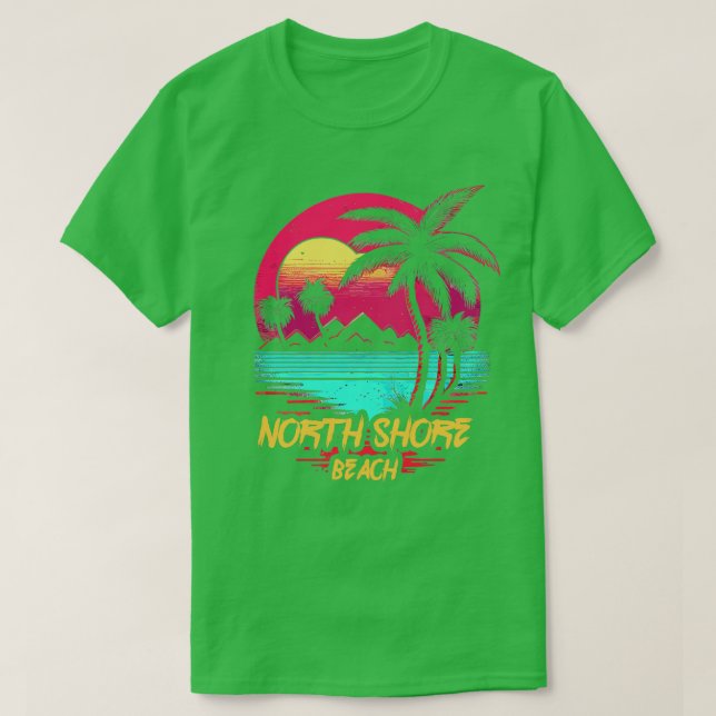 Retrowave Beach North Shore Beach T-Shirt (Design Front)