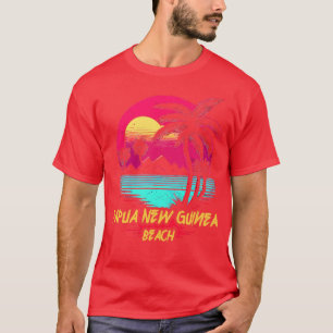 Retrowave Beach Papua New Guinea Beach T-Shirt