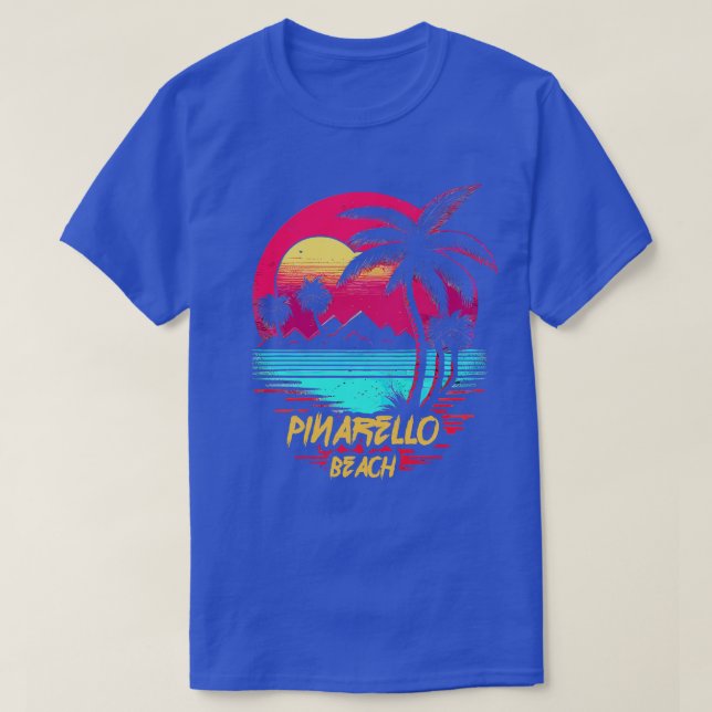 Retrowave Beach Pinarello Beach T-Shirt (Design Front)
