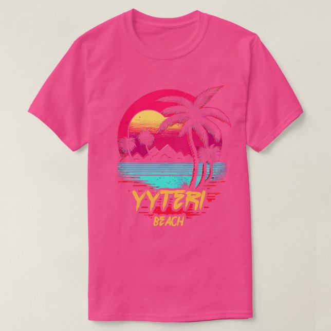 Retrowave Beach Yyteri Beach T-Shirt (Design Front)
