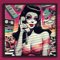 Retrowave Goth Woman Collage