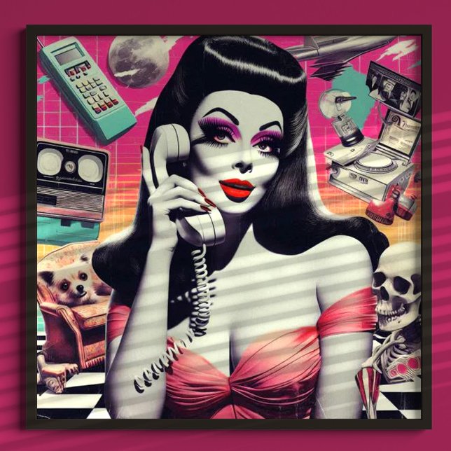 Retrowave Goth Woman Collage Poster (Creator Uploaded)