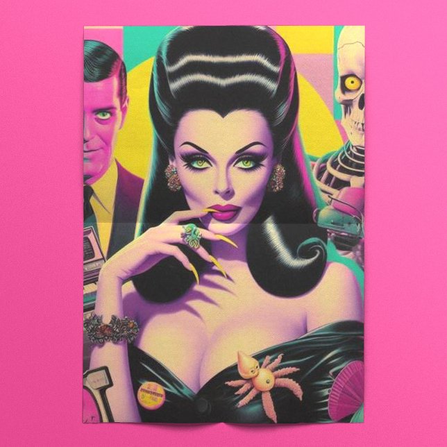 Retrowave Goth Woman Collage Tissue Paper (Creator Uploaded)