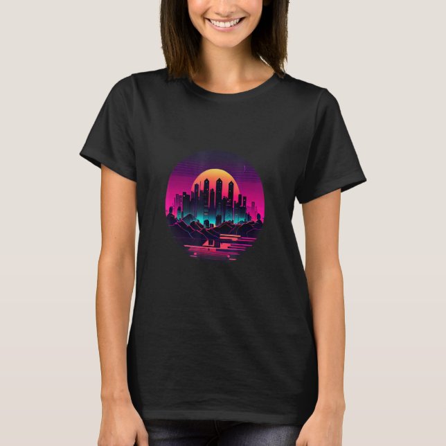 Retrowave Synthwave 80s For The Eighties Music T-Shirt (Front)