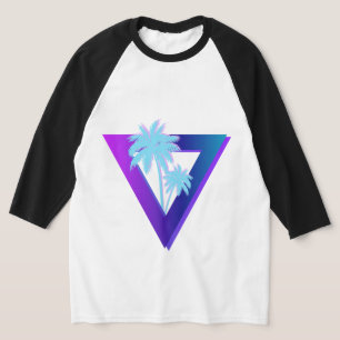 RETROWAVE SYNTHWAVE PALM TREES TRIANGLE RAGLAN T-Shirt