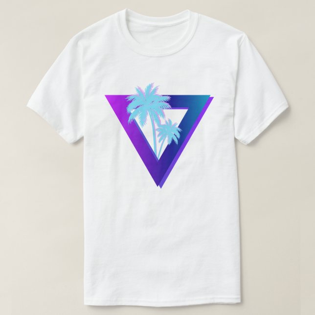 RETROWAVE SYNTHWAVE PALM TREES TRIANGLE SHIRT (Design Front)