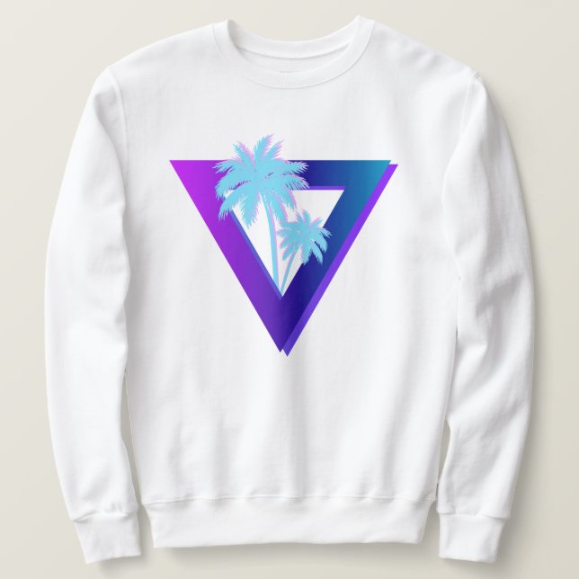 RETROWAVE SYNTHWAVE PALM TREES TRIANGLE SWEATSHIRT (Design Front)