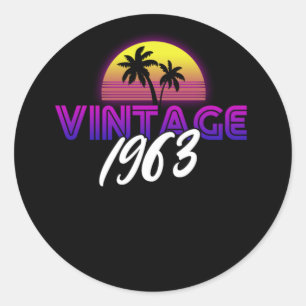 Retrowave Vintage 1963 Birthday Gift Idea Classic Round Sticker