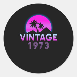 Retrowave Vintage 1973 Birthday Gift Idea Classic Round Sticker