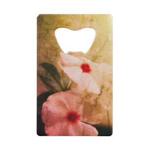 Retrto Flowers Photo Credit Card Bottle Opener