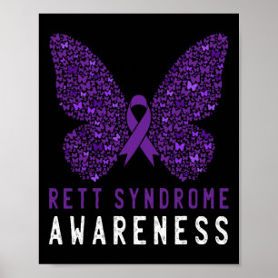 Rett Syndrome Awareness Butterfly Purple Ribbon Su Poster