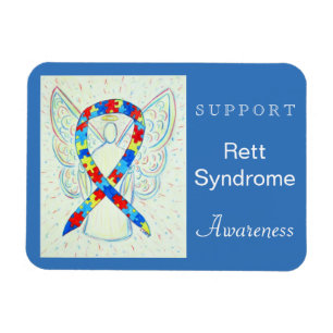 Rett Syndrome Awareness Ribbon Angel Magnet