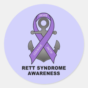 Rett Syndrome Awareness with Anchor of Hope Classic Round Sticker