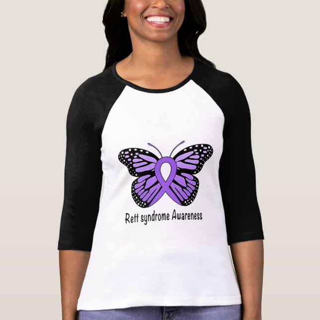 Rett syndrome Butterfly Awareness Ribbon of Hope T-Shirt (Front)