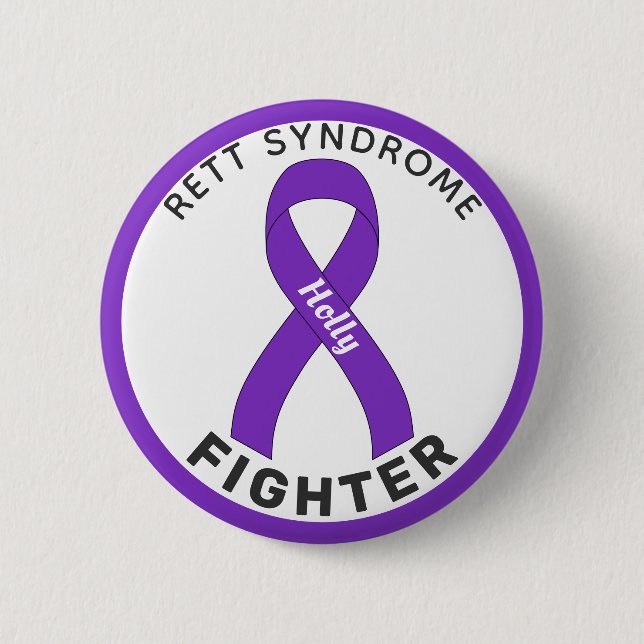 Rett Syndrome Fighter Ribbon White Button (Front)