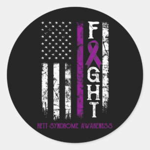Rett Syndrome Warrior Us Flag Down Syndrome Awaren Classic Round Sticker