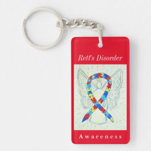 Rett's Disorder Puzzle Awareness Ribbon Keychain