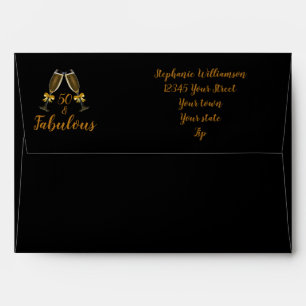 Return Address 50 and Fabulous Black Faux Gold Envelope
