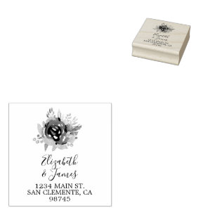 Return Address and Flower Rubber Stamp
