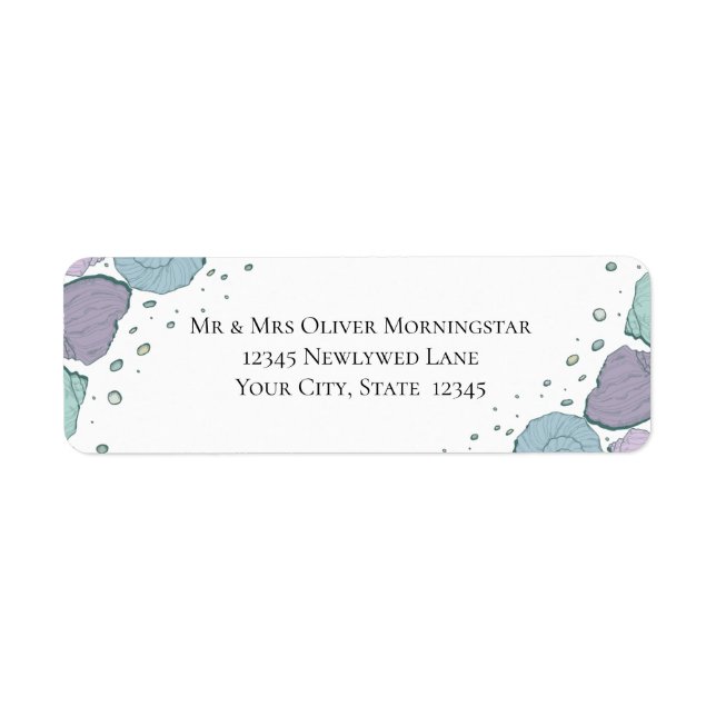 Return Address Beach Seashells Lilac Dusty Blue (Front)