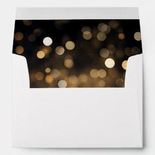Return Address Black Gold Bokeh Envelope