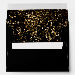 Return Address Black Gold Confetti Envelope