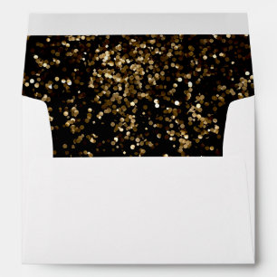 Return Address Black Gold Confetti Envelope