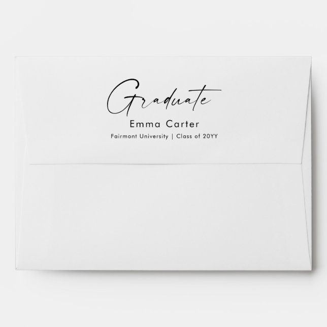 Return Address Black Script Calligraphy Graduation Envelope (Back (Top Flap))