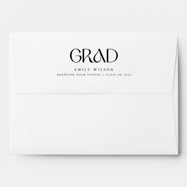 Return Address Black Script Graduation Envelope (Back (Top Flap))