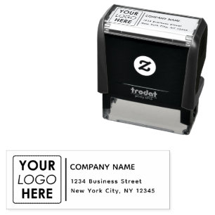 Return Address Business Logo Modern Typography Self-inking Stamp