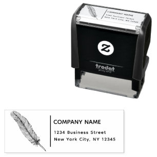 Return Address Business Notary Feather Quill Self-inking Stamp