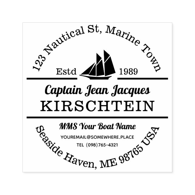 Return Address Captain Boat Yacht Nautical Marine Rubber Stamp (Imprint)