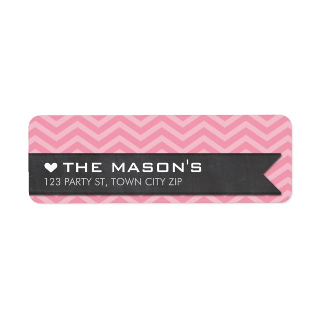 RETURN ADDRESS chevron zigzag pink chalkboard flag (Front)
