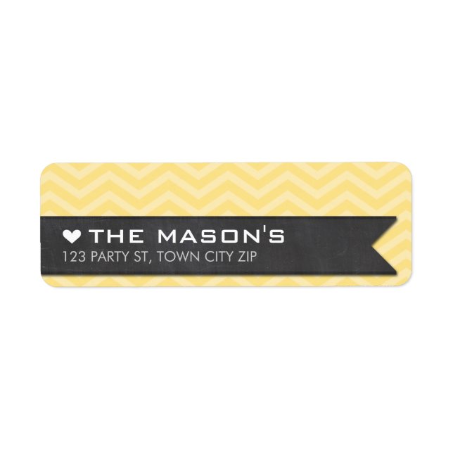 RETURN ADDRESS chevron zigzag yellow chalkboard (Front)