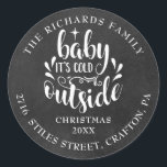 Return Address Christmas Boho Chalkboard Classic Round Sticker<br><div class="desc">Festive boho Christmas holidays return address labels for you to personalise with your own message,  year,  family name and address details on a chalkboard background. Designed by Thisisnotme©</div>