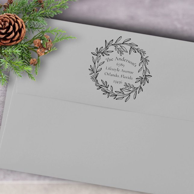 Return Address Christmas Botanical  Rubber Stamp (Creator Uploaded)
