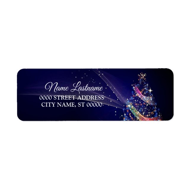 Return Address Christmas Colourful Tree Navy Blue (Front)