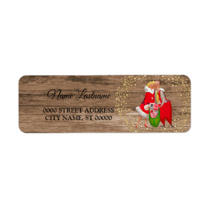 Return Address Christmas Golden Stars Wooden