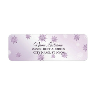 Return Address Christmas Pink Purple Snowflakes